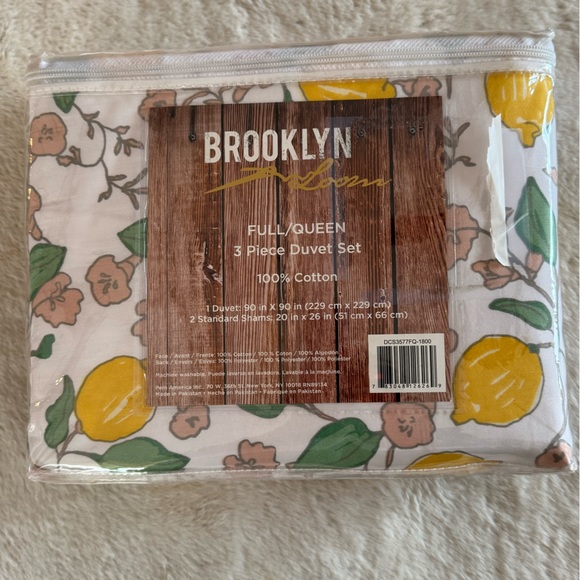 Brooklyn Loom Verbena Full/Queen Duvet Cover Set Lemons - Picture 7 of 7